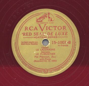 RCA Victor 15-1007-B, Pol Plancon's 'La Lazzarone' and 'Le Filibustier'