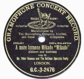 Peter Dawson's Recording of 'A More Humane Mikado,' Gramophone Concert Record G.C.-3-2476